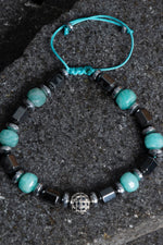 Sertifikalı Amazonit, Hematit Doğal Taş Makrome Bileklik