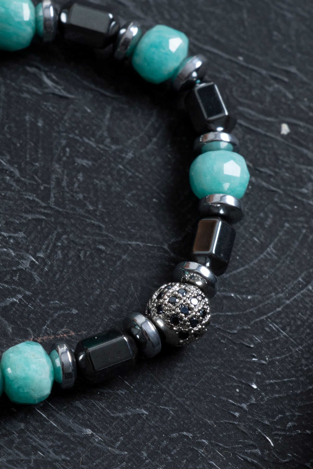 Sertifikalı Amazonit, Hematit Doğal Taş Makrome Bileklik