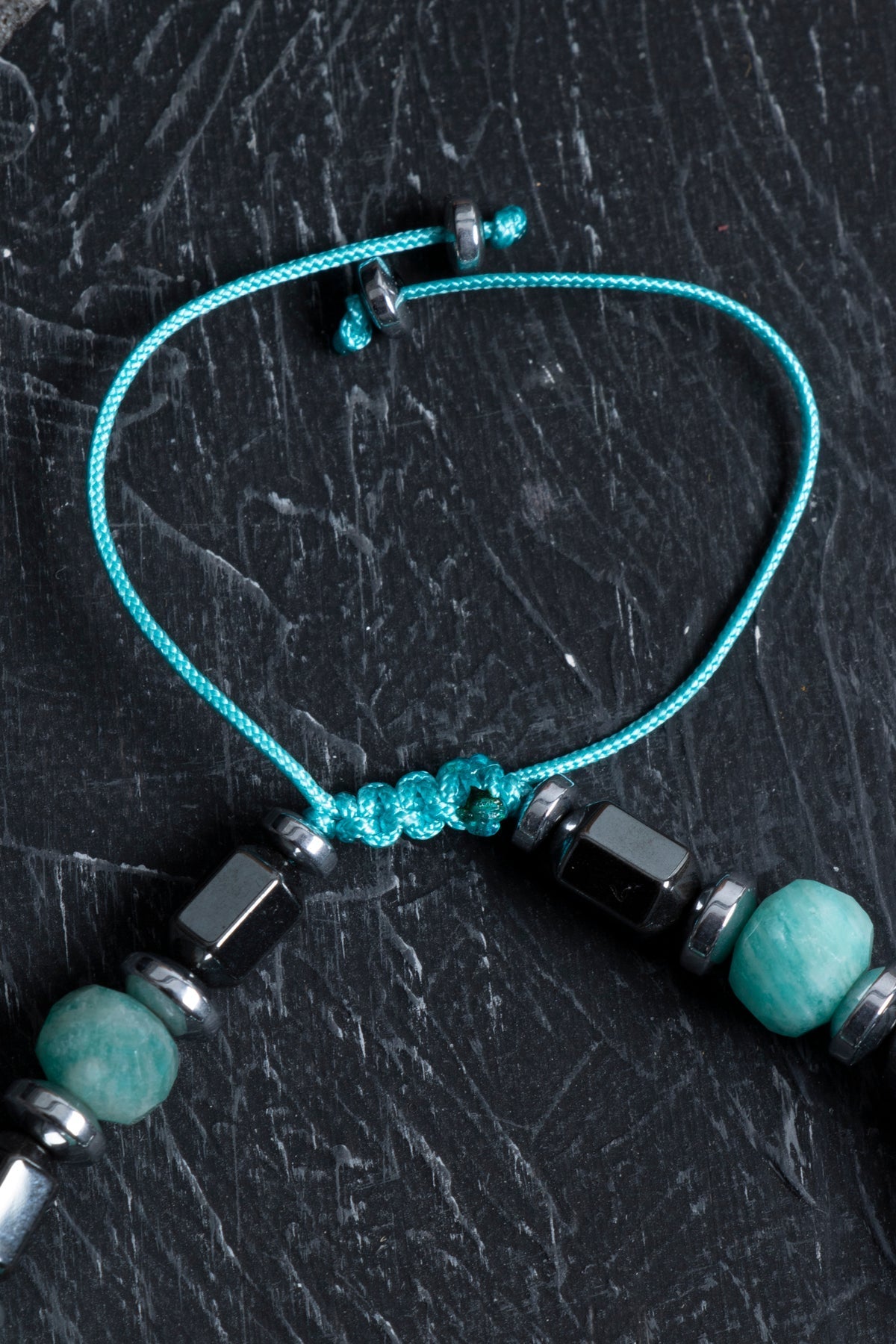 Sertifikalı Amazonit, Hematit Doğal Taş Makrome Bileklik