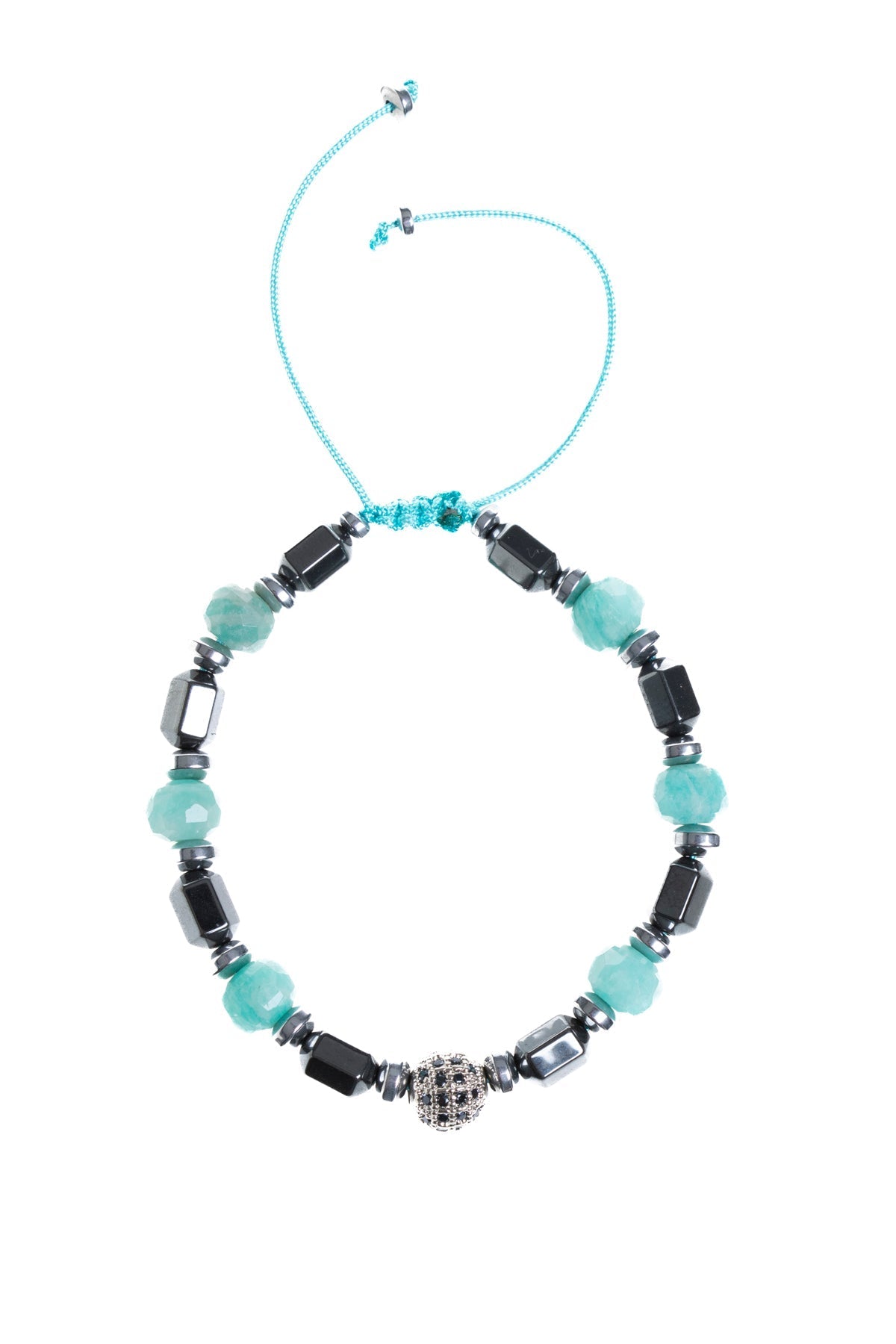 Sertifikalı Amazonit, Hematit Doğal Taş Makrome Bileklik