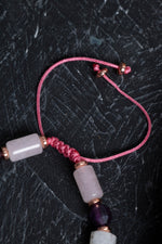 Sertifikalı Ametist, Ay Taşı ve Pembe Kuvars Doğal Taş Bileklik