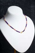 Sertifikalı Ametist, Çilek Kuvars Gümüş Kapama Doğal Taş Kolye