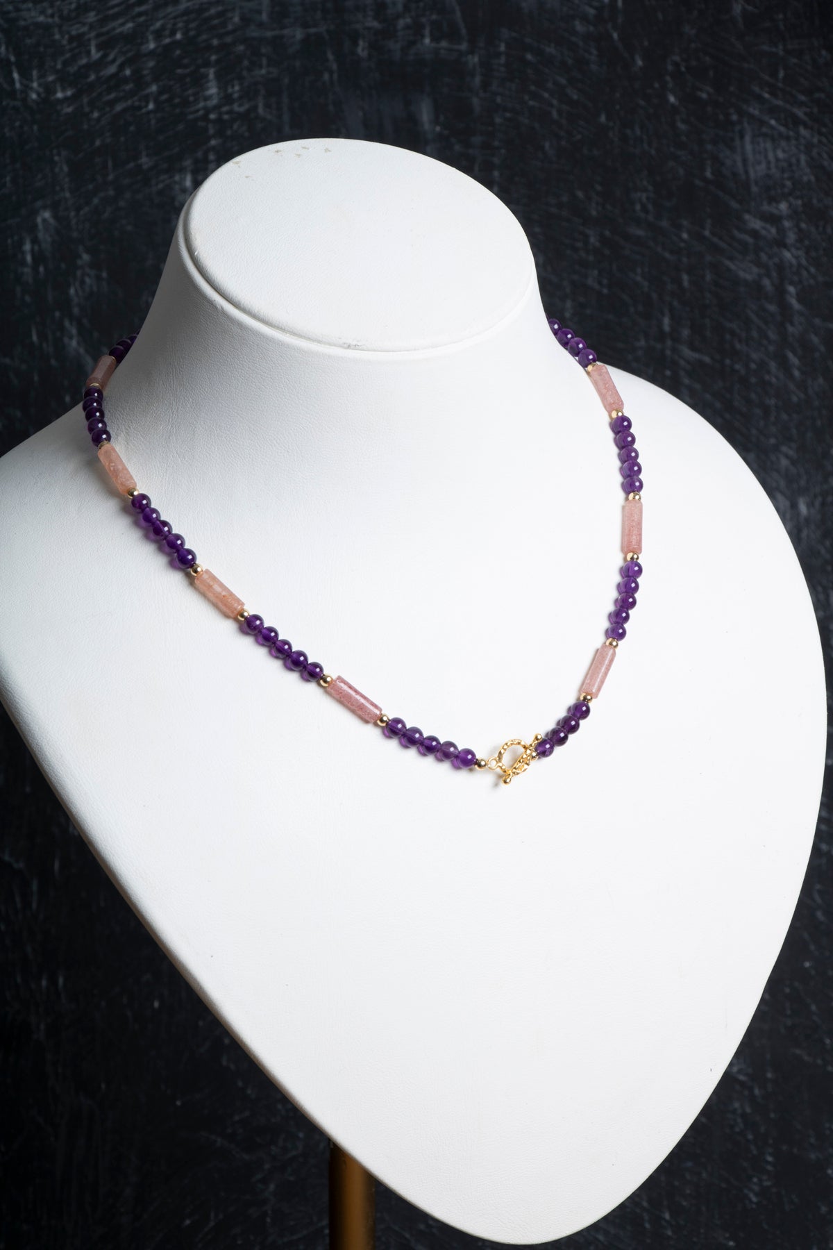 Sertifikalı Ametist, Çilek Kuvars Gümüş Kapama Doğal Taş Kolye