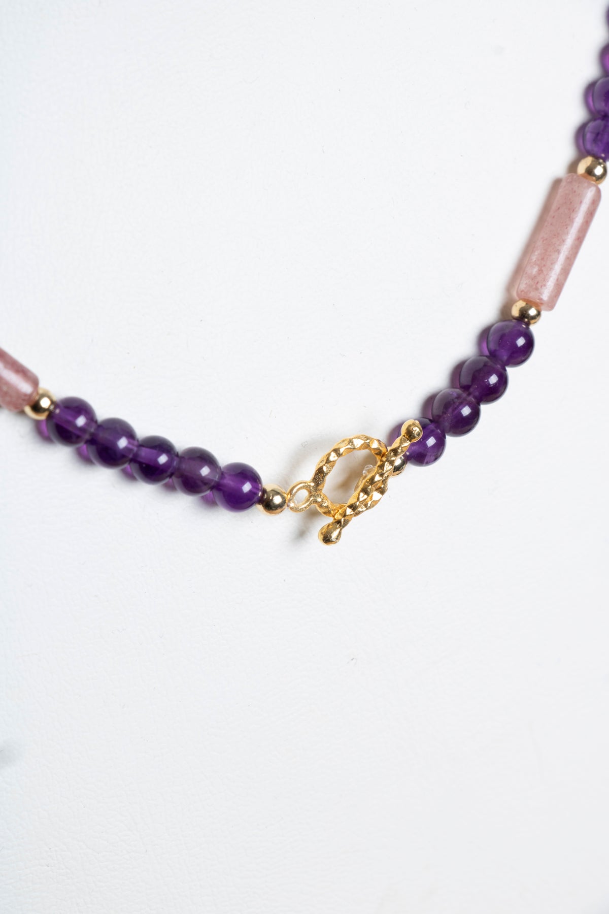 Sertifikalı Ametist, Çilek Kuvars Gümüş Kapama Doğal Taş Kolye