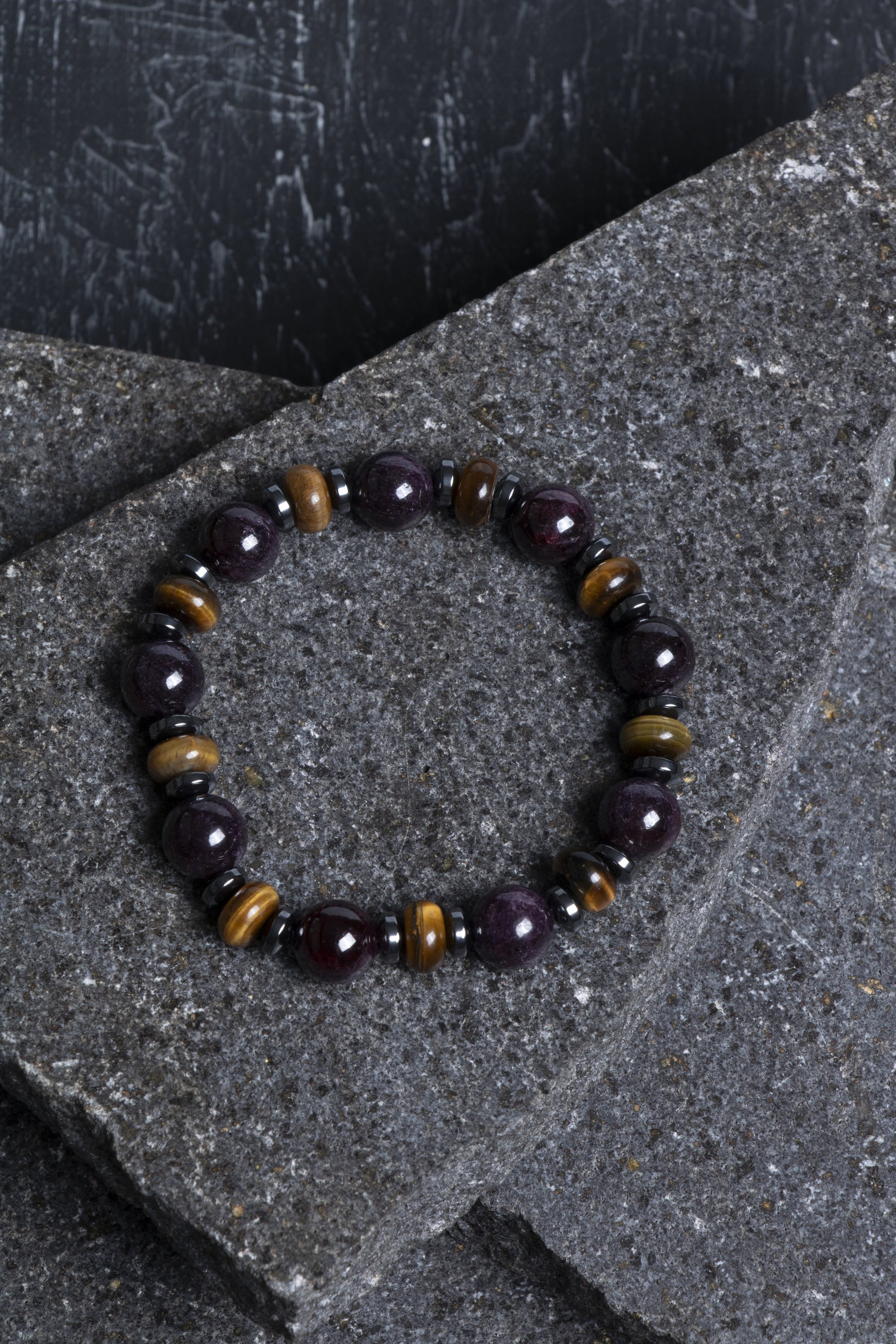 Sertifikalı Ametist, Kaplan Gözü , Hematit Doğal Taş Bileklik