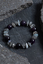 Sertifikalı Ametist, Labradorit Hematit Doğal Taş Bileklik
