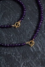 Sertifikalı Ametist Altın Kaplama Gümüş Aparat Doğal Taş Set