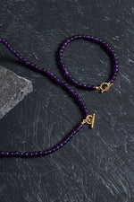 Sertifikalı Ametist Altın Kaplama Gümüş Aparat Doğal Taş Set