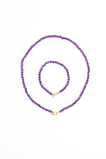 Sertifikalı Ametist Altın Kaplama Gümüş Aparat Doğal Taş Set