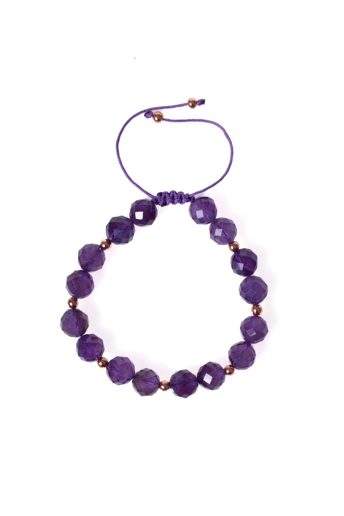 Sertifikalı Ametist Fasetli Doğal Taş Makrome Bileklik 