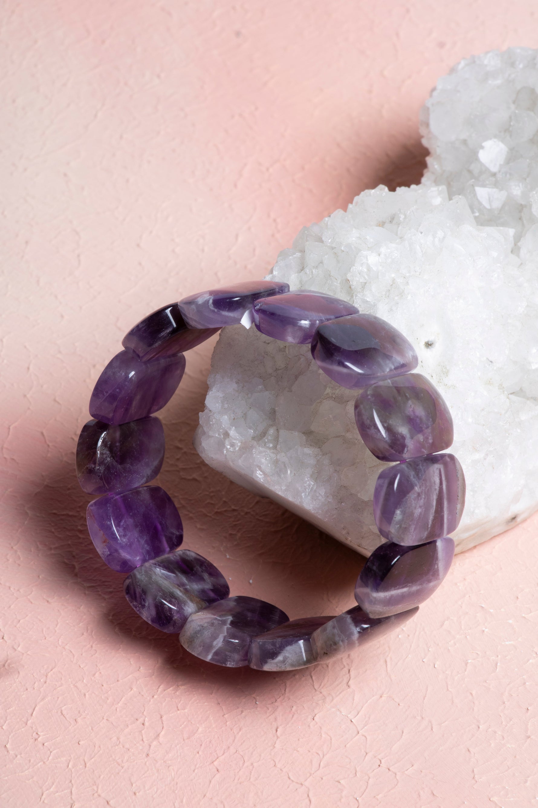 Sertifikalı Ametist Geniş Kesim Doğal Taş Bileklik
