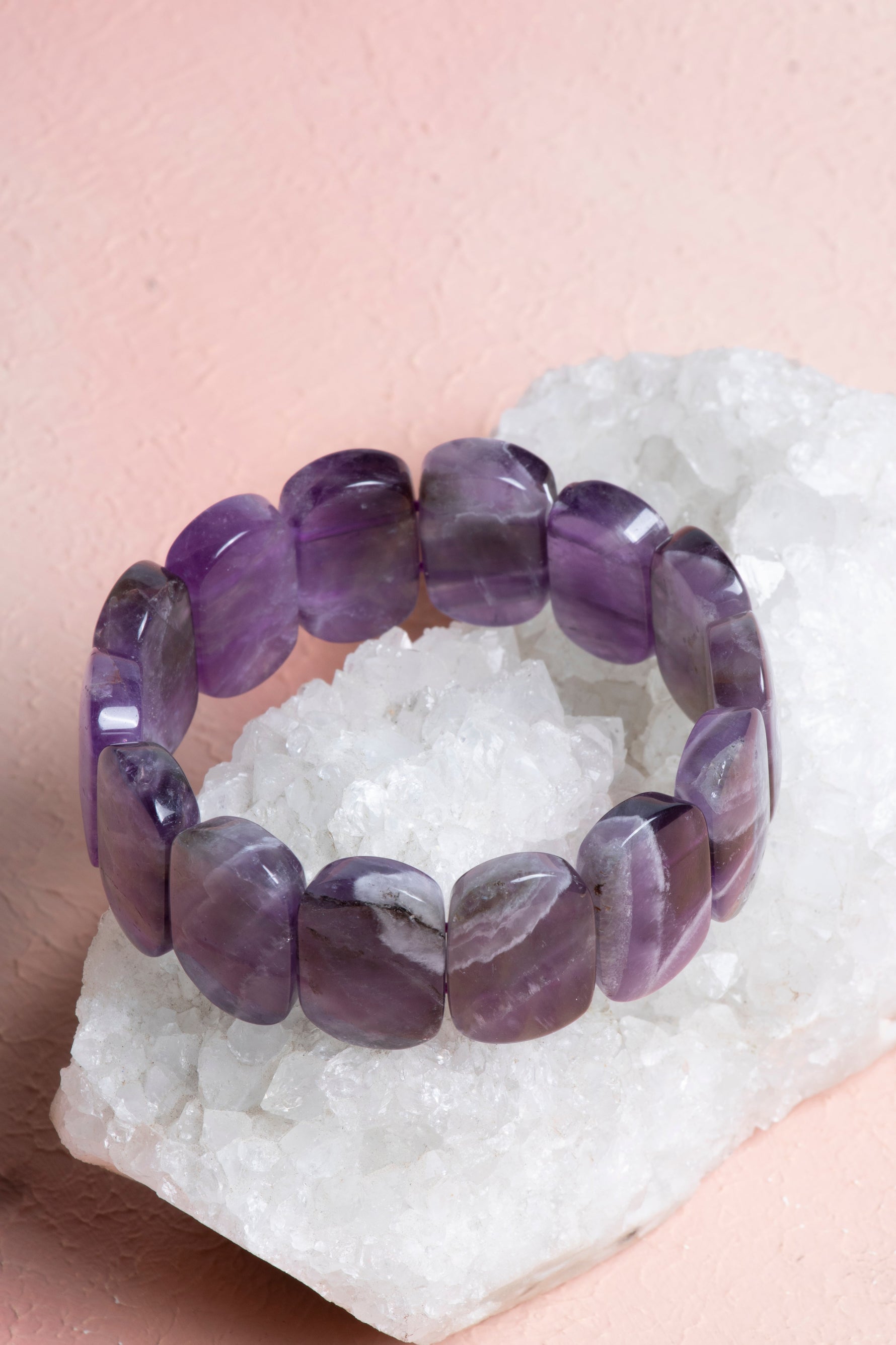 Sertifikalı Ametist Geniş Kesim Doğal Taş Bileklik