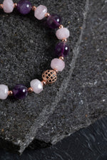 Sertifikalı Ametist ve Pembe Kuvars Doğaltaş Bileklik