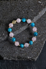 Sertifikalı Apatit, Pembe Kuvars ve Hematit Bileklik