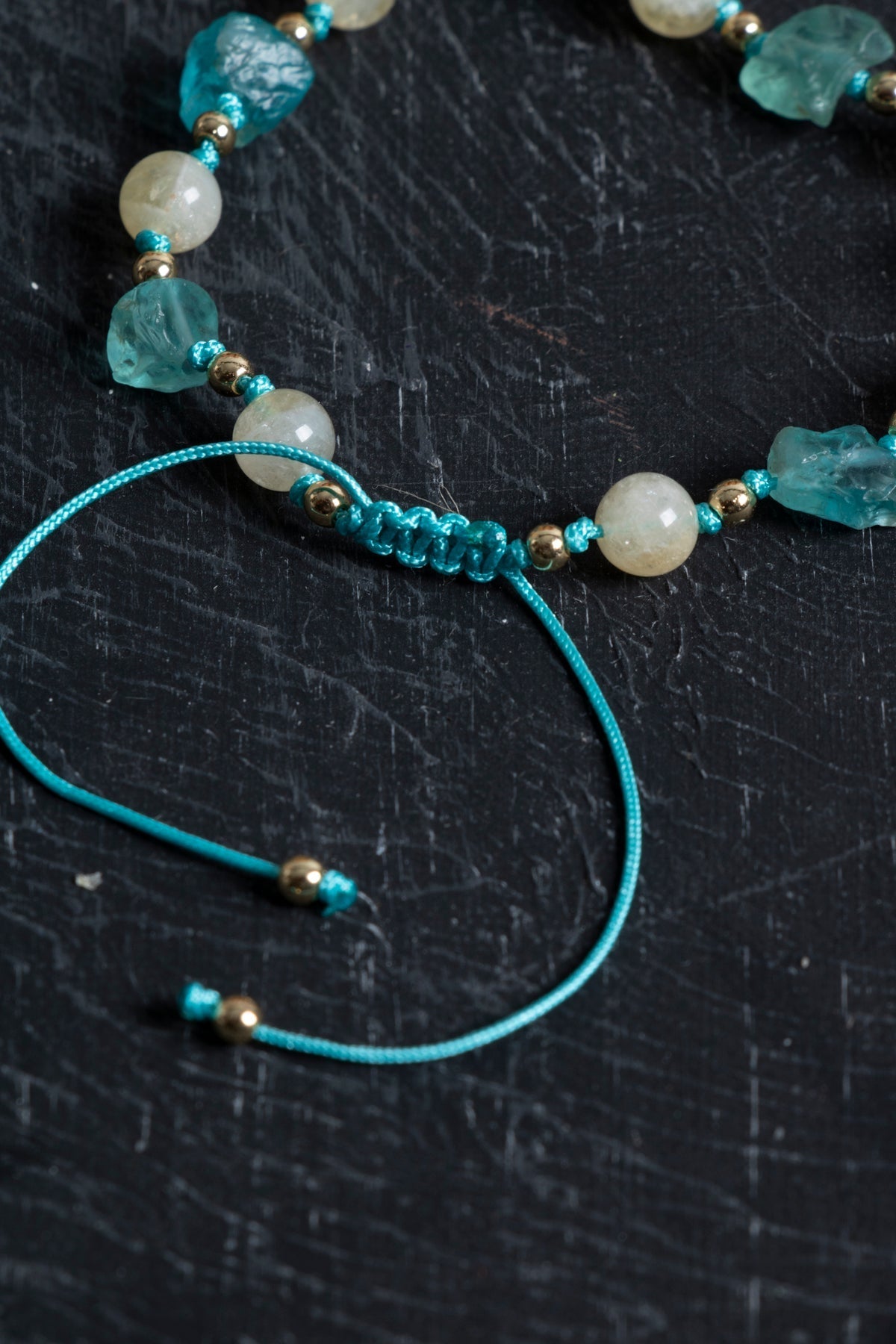 Sertifikalı Apatit, Sitrin Naturel Doğal Taş Makrome Bileklik