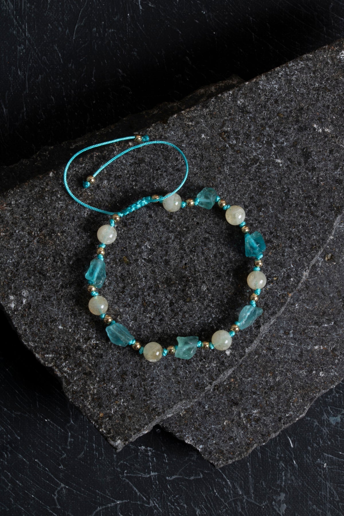 Sertifikalı Apatit, Sitrin Naturel Doğal Taş Makrome Bileklik