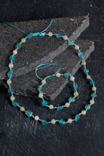 Sertifikalı Apatit, Sitrin Naturel Doğal Taş Makrome Set