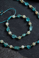 Sertifikalı Apatit, Sitrin Naturel Doğal Taş Makrome Set