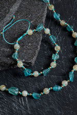 Sertifikalı Apatit, Sitrin Naturel Doğal Taş Makrome Set