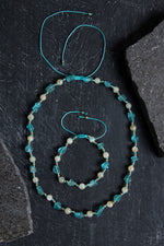 Sertifikalı Apatit, Sitrin Naturel Doğal Taş Makrome Set