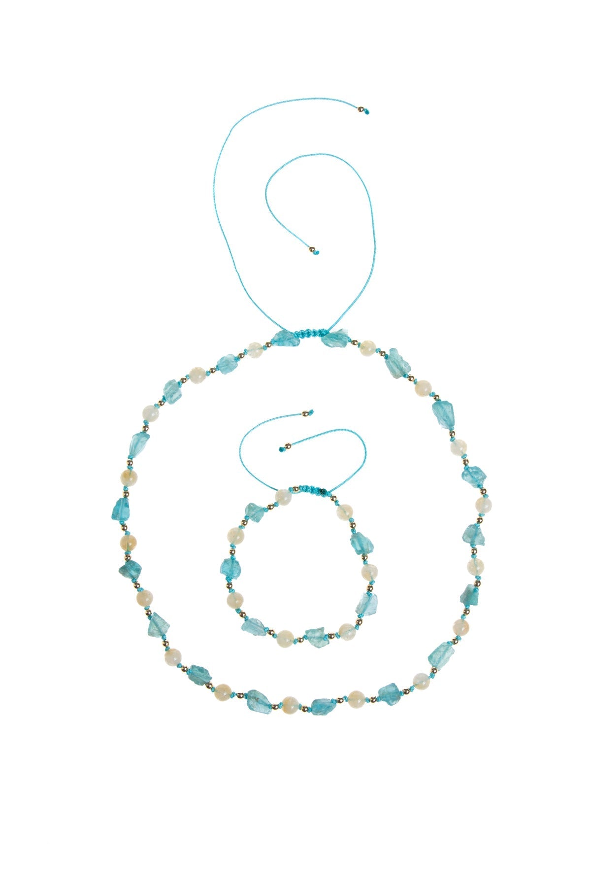 Sertifikalı Apatit, Sitrin Naturel Doğal Taş Makrome Set