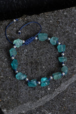 Sertifikalı Apatit ve Hematit Doğal Taş Makrome Bileklik