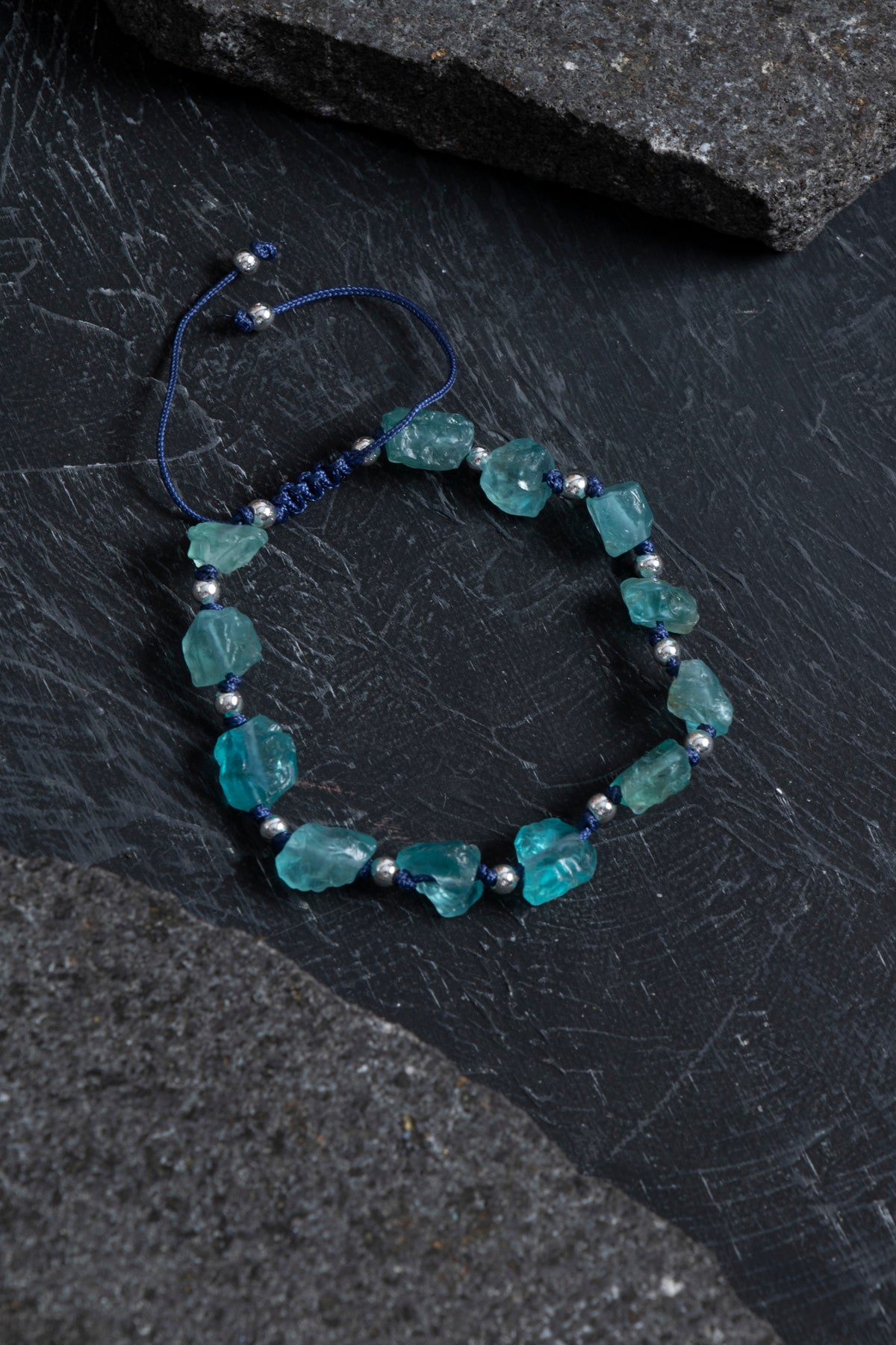 Sertifikalı Apatit ve Hematit Doğal Taş Makrome Bileklik