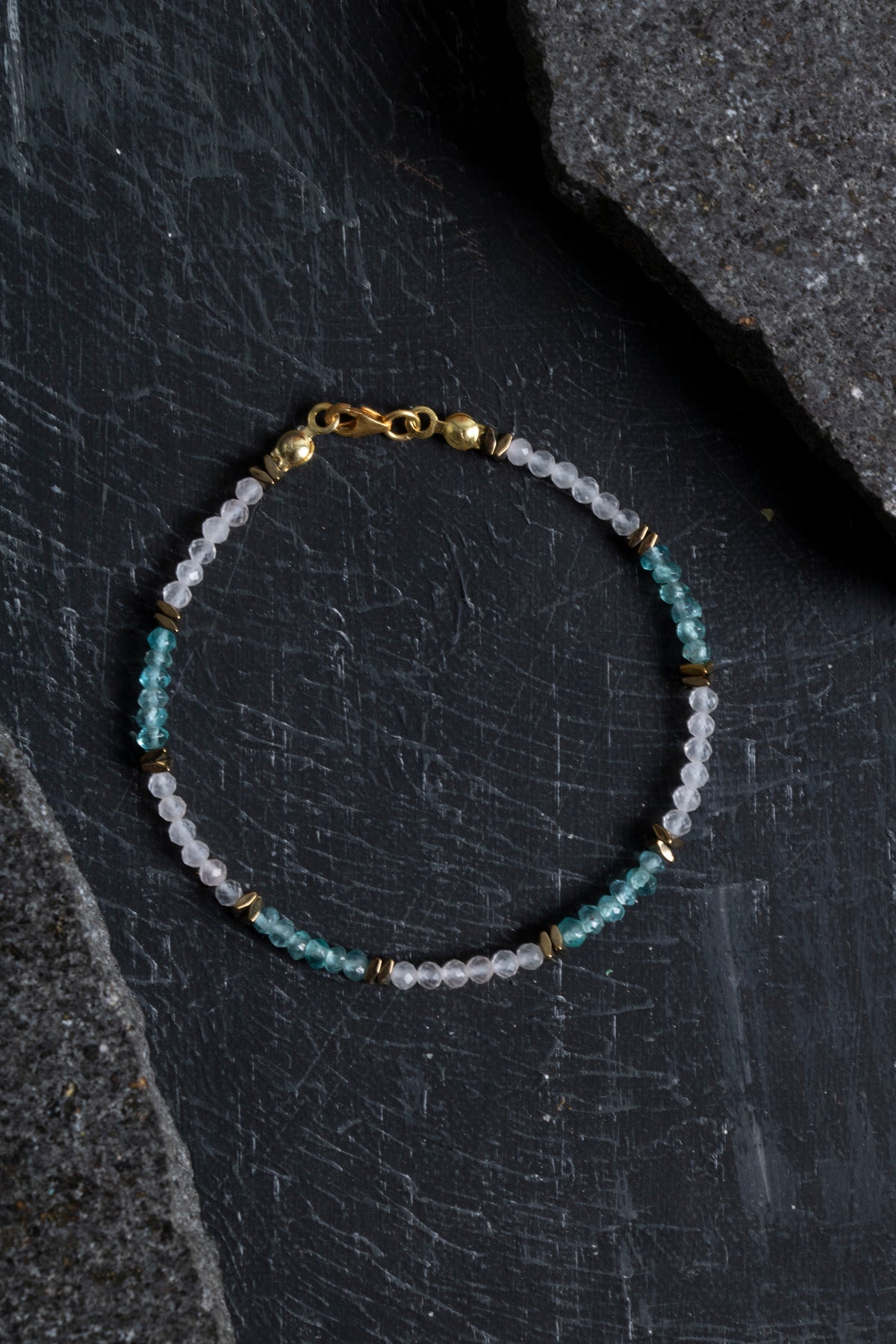 Sertifikalı Apatit ve Pembe Kuvars Doğaltaş Bileklik