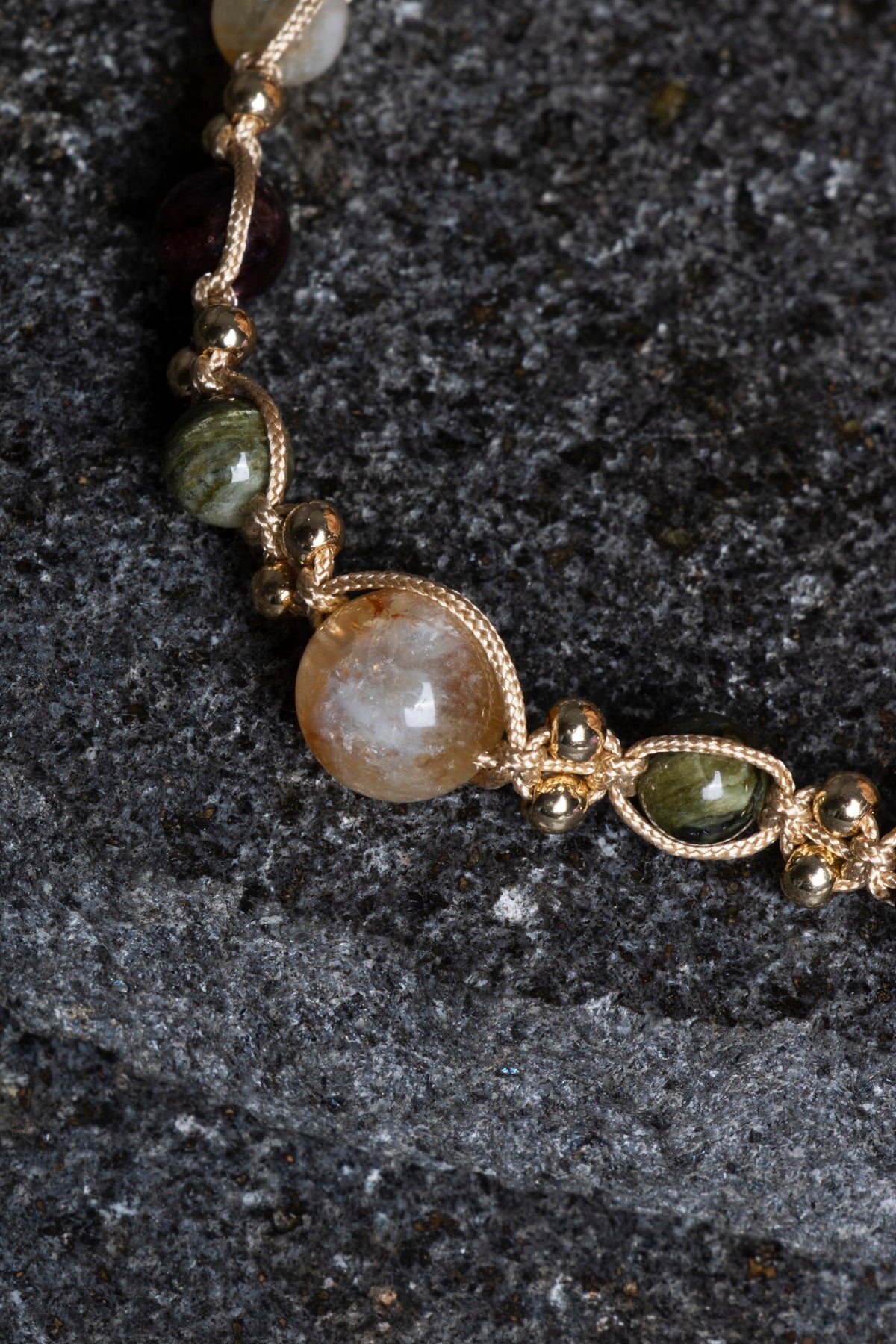 Sertifikalı  Doğal Taş Makrome Bileklik-Aslan Burcu