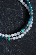 Sertifikalı Ay Taşı, Apatit, Turkuaz Gümüş Kapama Doğal Taş Bileklik