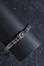 Sertifikalı Ay Yıldız Gümüş Aparatlı Hematit Doğal Taş Makrome Bileklik