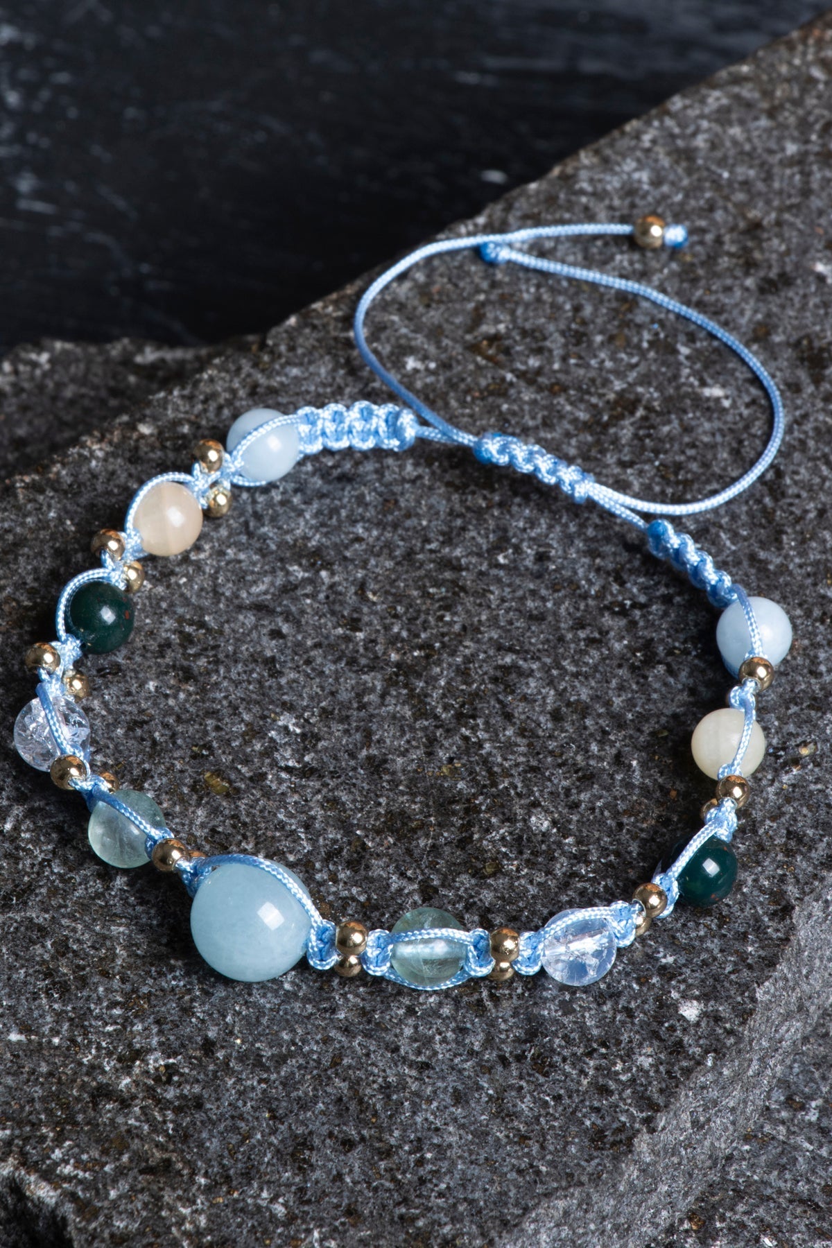 Sertifikalı Balık Burcu Doğal Taş Makrome Bileklik 