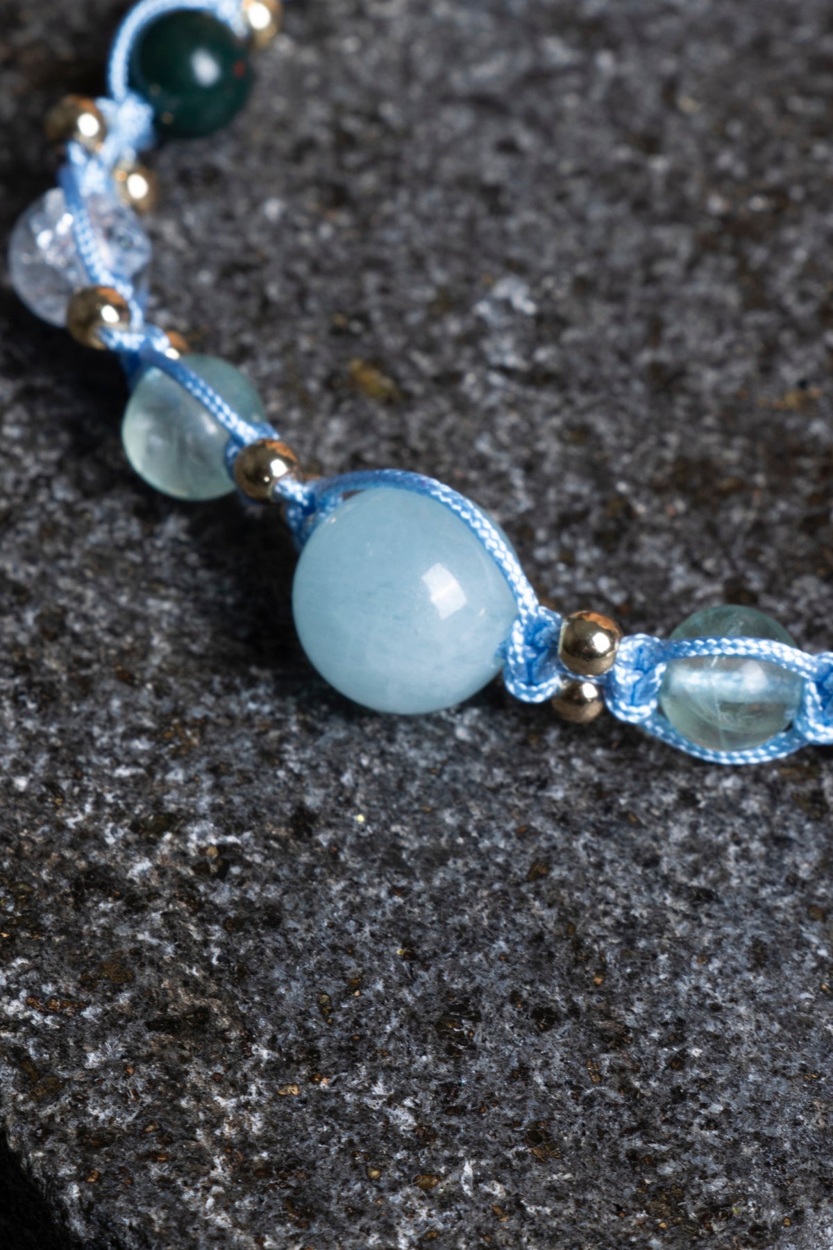 Sertifikalı Balık Burcu Doğal Taş Makrome Bileklik 