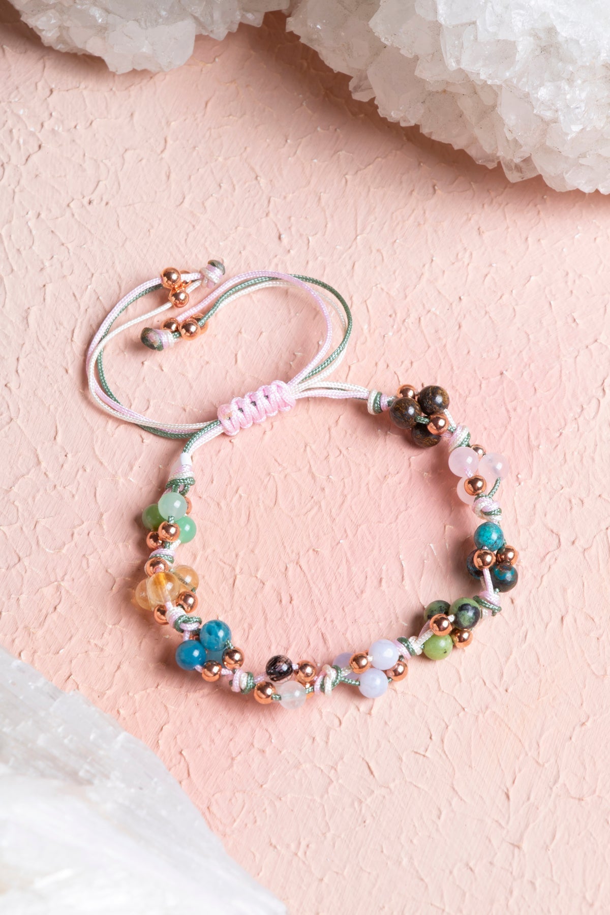 Sertifikalı Doğal Taş Makrome Bileklik-Boğa Burcu