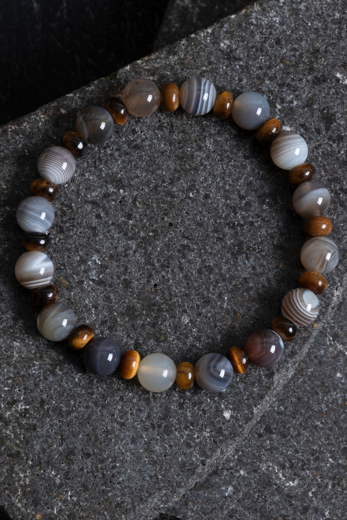 Sertifikalı Bostwana Akik, Kaplan Gözü Doğal Taş Bileklik