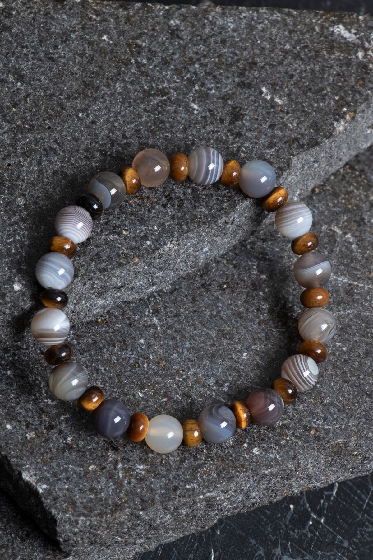 Sertifikalı Bostwana Akik, Kaplan Gözü Doğal Taş Bileklik