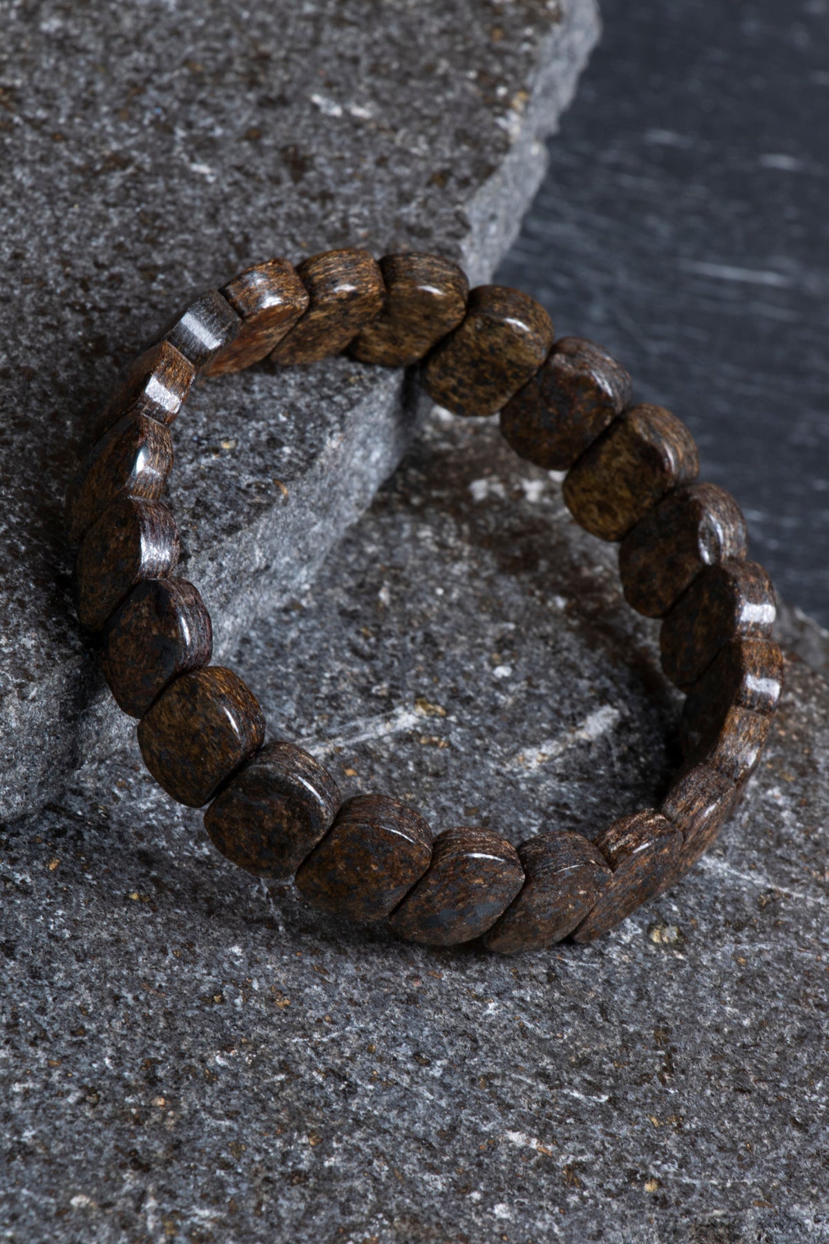 Sertifikalı Bronzit Geniş Kesim Doğal Taş Bileklik