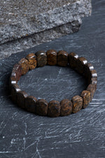 Sertifikalı Bronzit Geniş Kesim Doğal Taş Bileklik