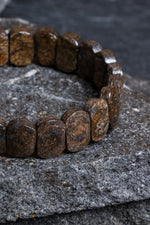 Sertifikalı Bronzit Geniş Kesim Doğal Taş Bileklik