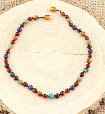 Sertifikalı Doğal Taş Bebek Kolye-yeşim,lapis,kehribar,kaplan Gözü,krizokol M106