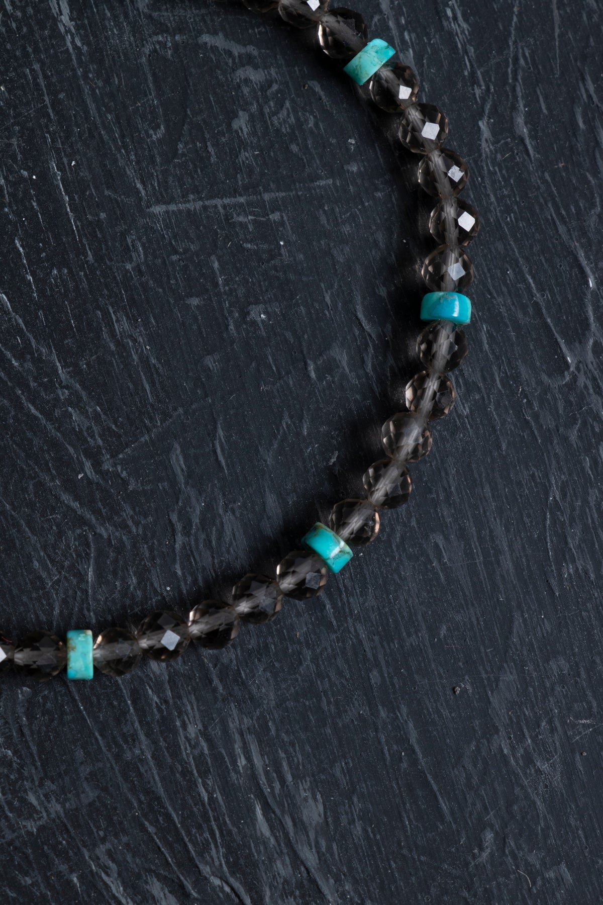 Sertifikalı Dumanlı Kuvars, Turkuaz Doğal Taş Bileklik