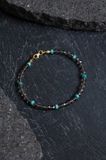 Sertifikalı Dumanlı Kuvars, Turkuaz Doğal Taş Bileklik