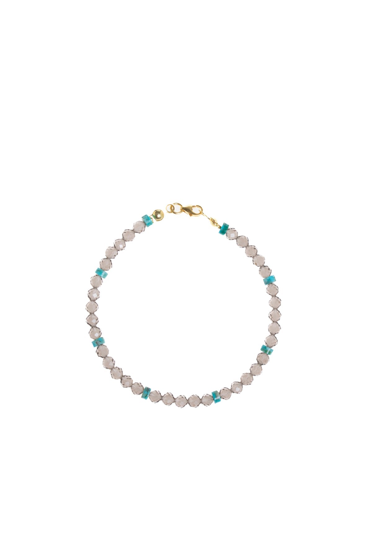 Sertifikalı Dumanlı Kuvars, Turkuaz Doğal Taş Bileklik