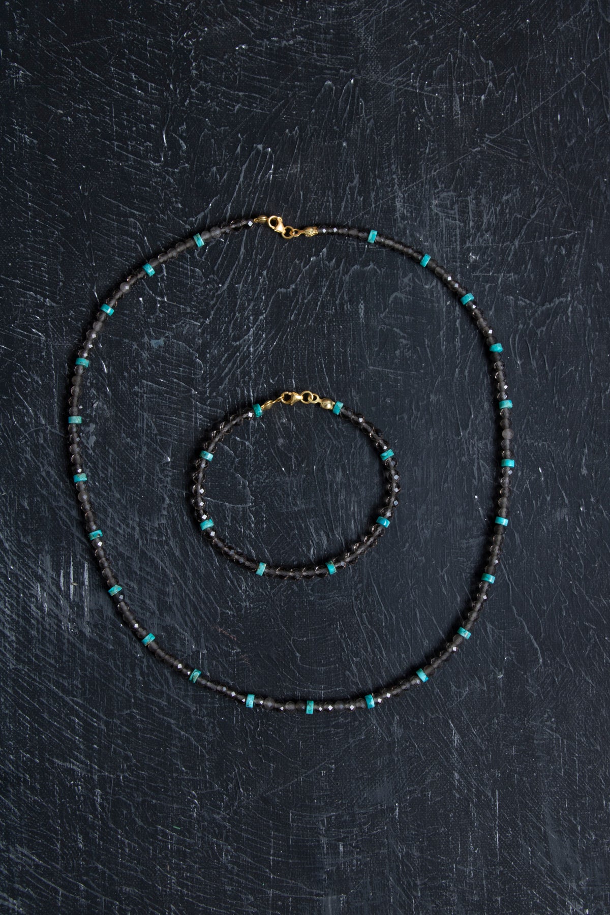 Sertifikalı Dumanlı Kuvars, Turkuaz Doğal Taş Set