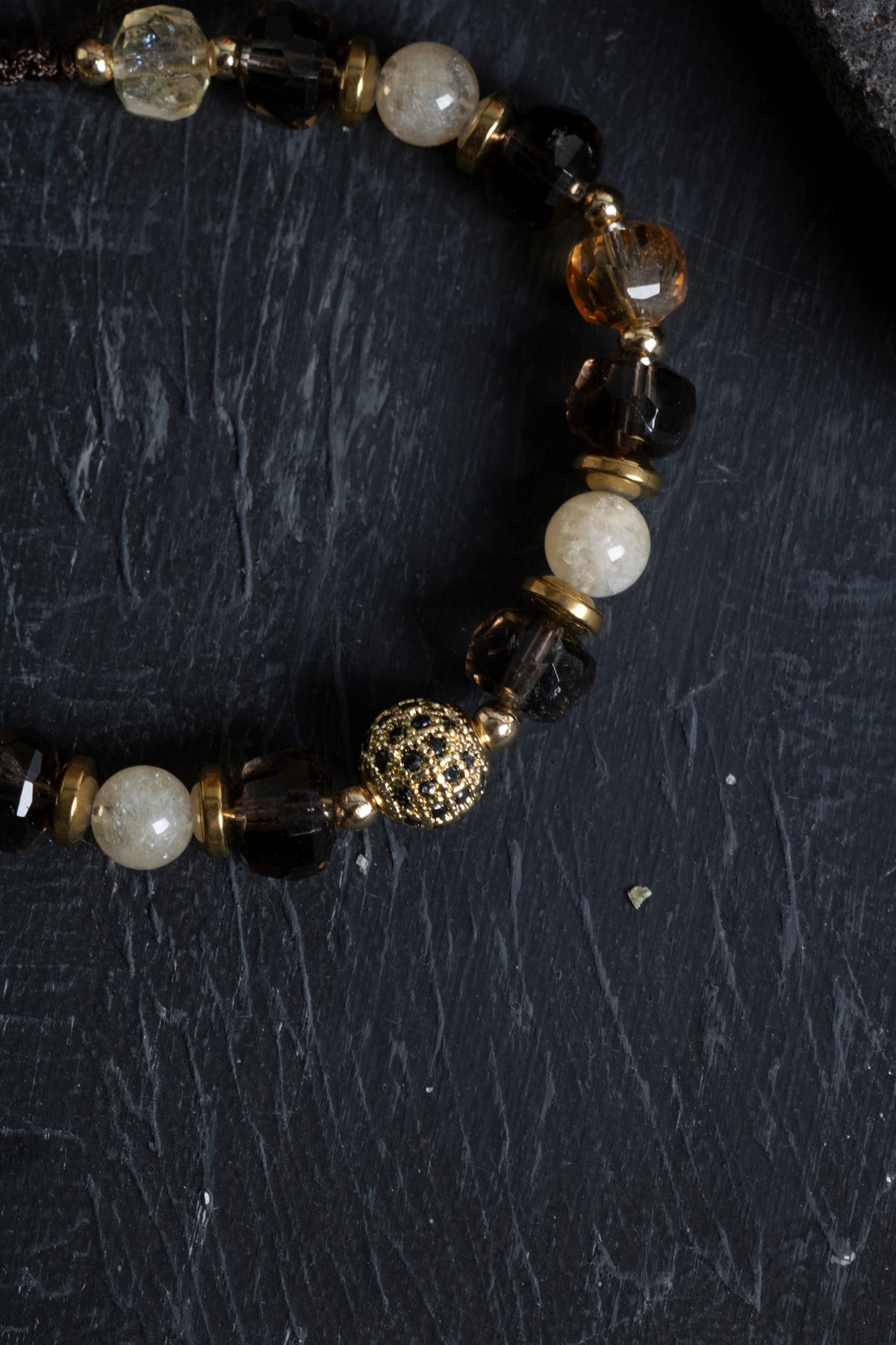 Sertifikalı Dumanlı Kuvars Sitrin Hematit Doğaltaş Bileklik