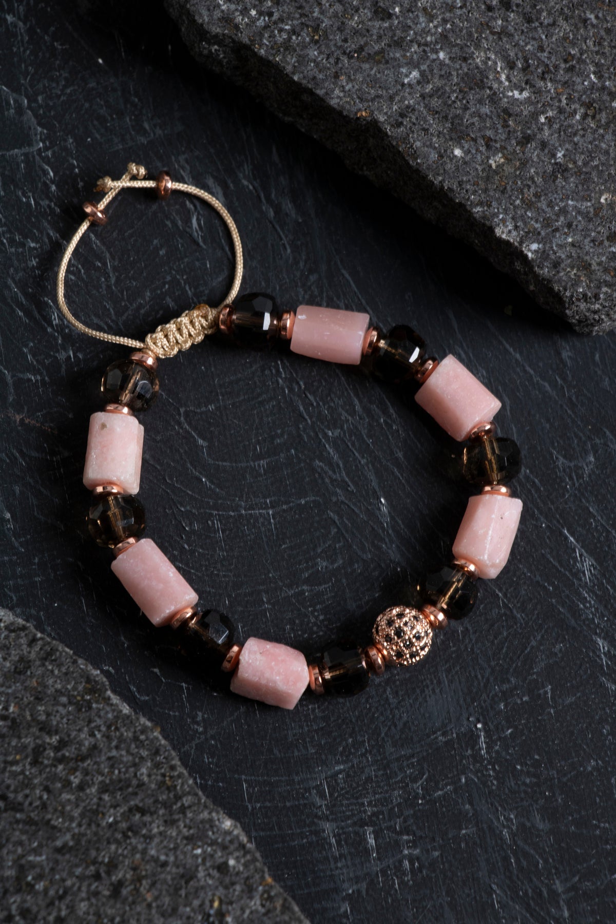 Sertifikalı Dumanlı Kuvars ve Opal Doğal Taş Bileklik