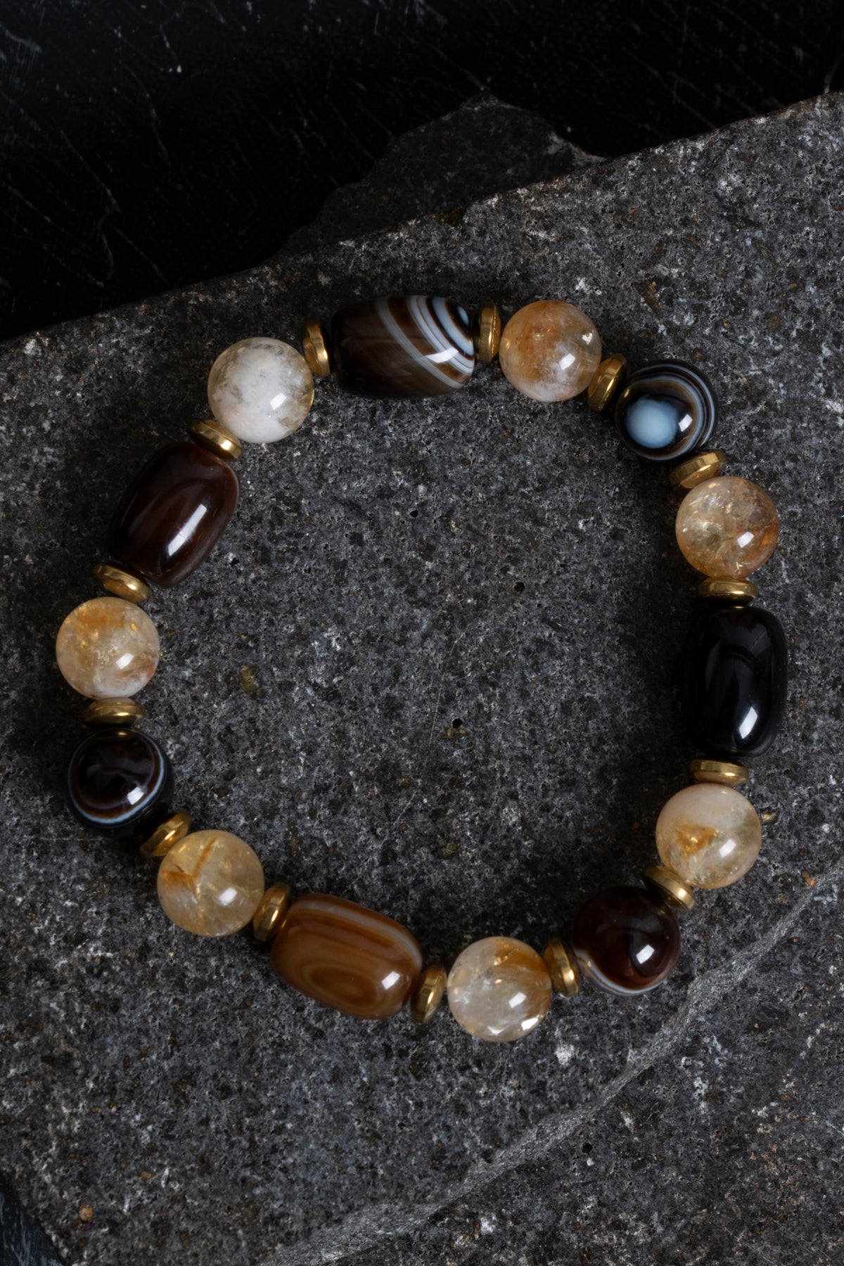 Sertifikalı Göz Akik ve Sitrin Doğal Taş Bileklik