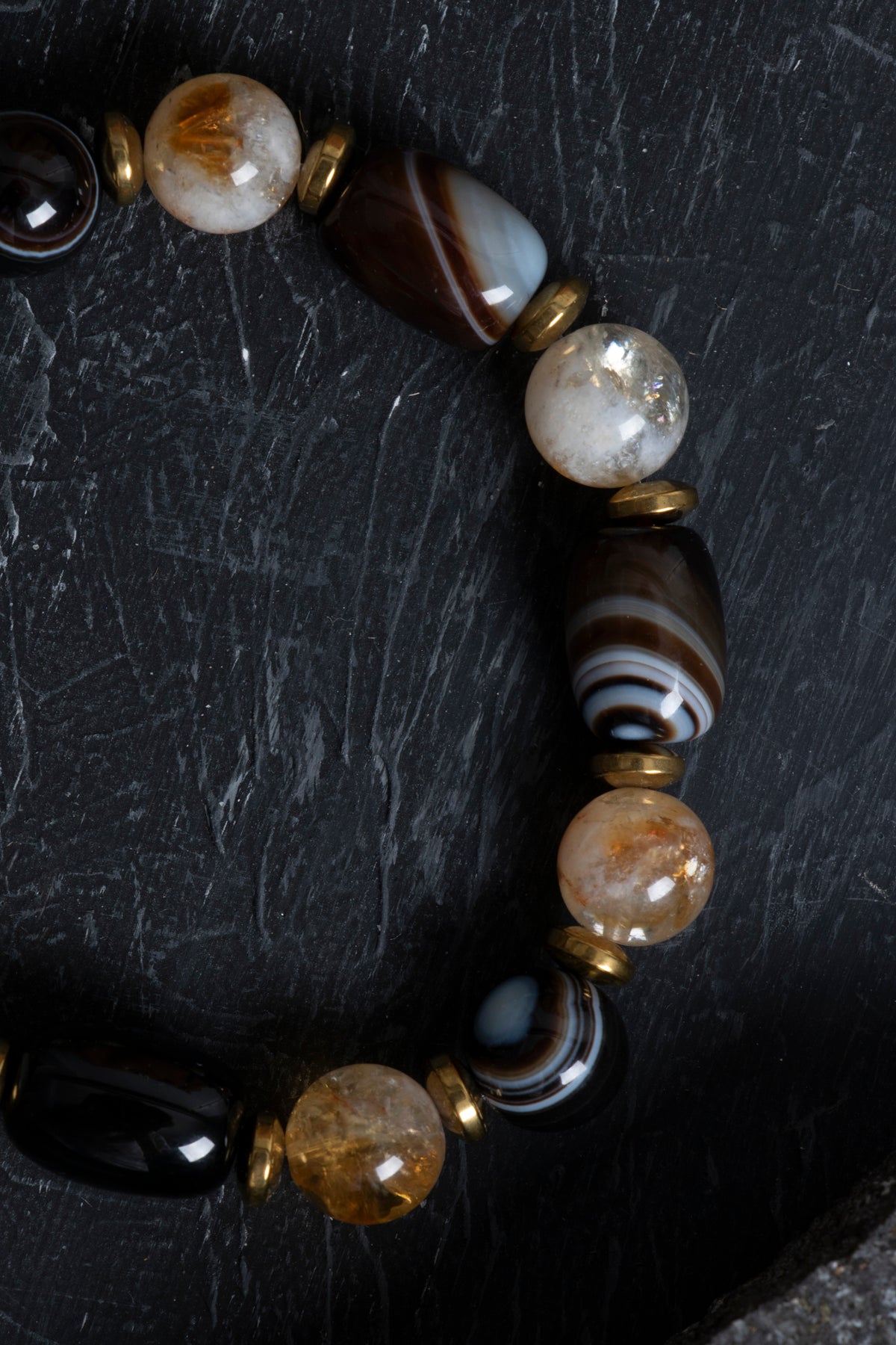 Sertifikalı Göz Akik ve Sitrin Doğal Taş Bileklik