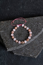 Sertifikalı Güneş Taşı ve Pembe Kuvars Bileklik