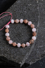 Sertifikalı Güneş Taşı ve Pembe Kuvars Bileklik